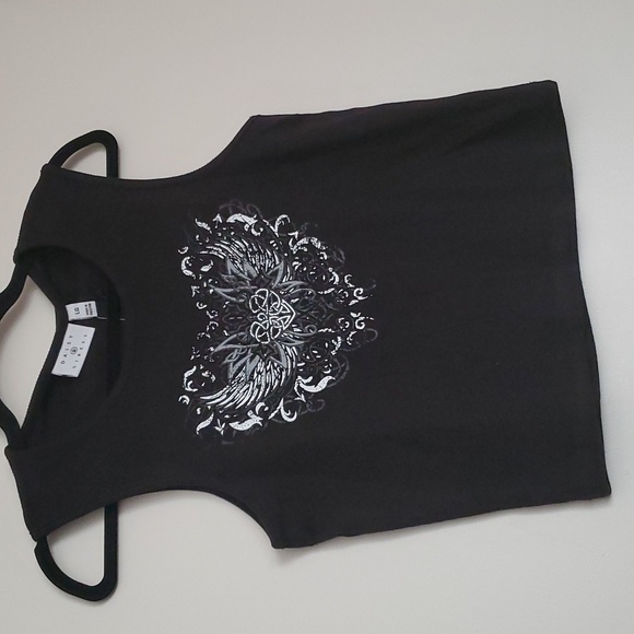 Daisy Street's Black Heart Wing High Neck Tank Top - Picture 10 of 16